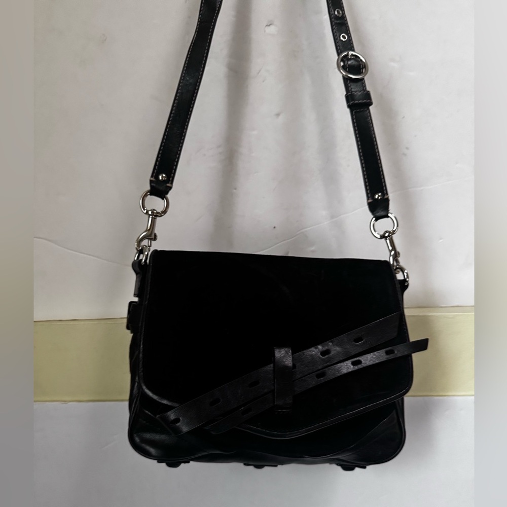 Joy Gryson NEW Ellie Suede Leather Satchel Shoulder Bag Buckle Saddle Crossbody - Picture 4 of 16